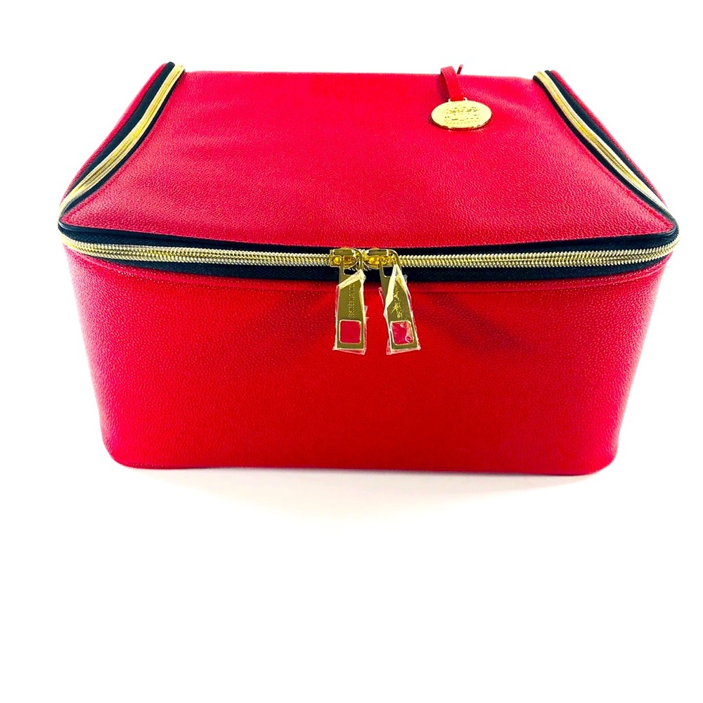 Estee Lauder Blockbuster Beauty Makeup Travel Bag Cosmetic Bag Train Case Red